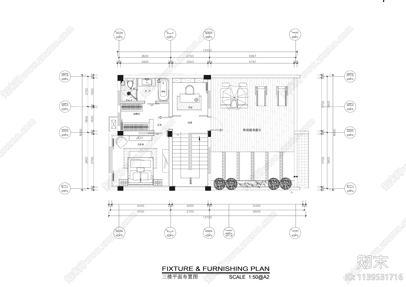 新中式三层别墅室内精装修cad施工图下载【ID:1139531716】