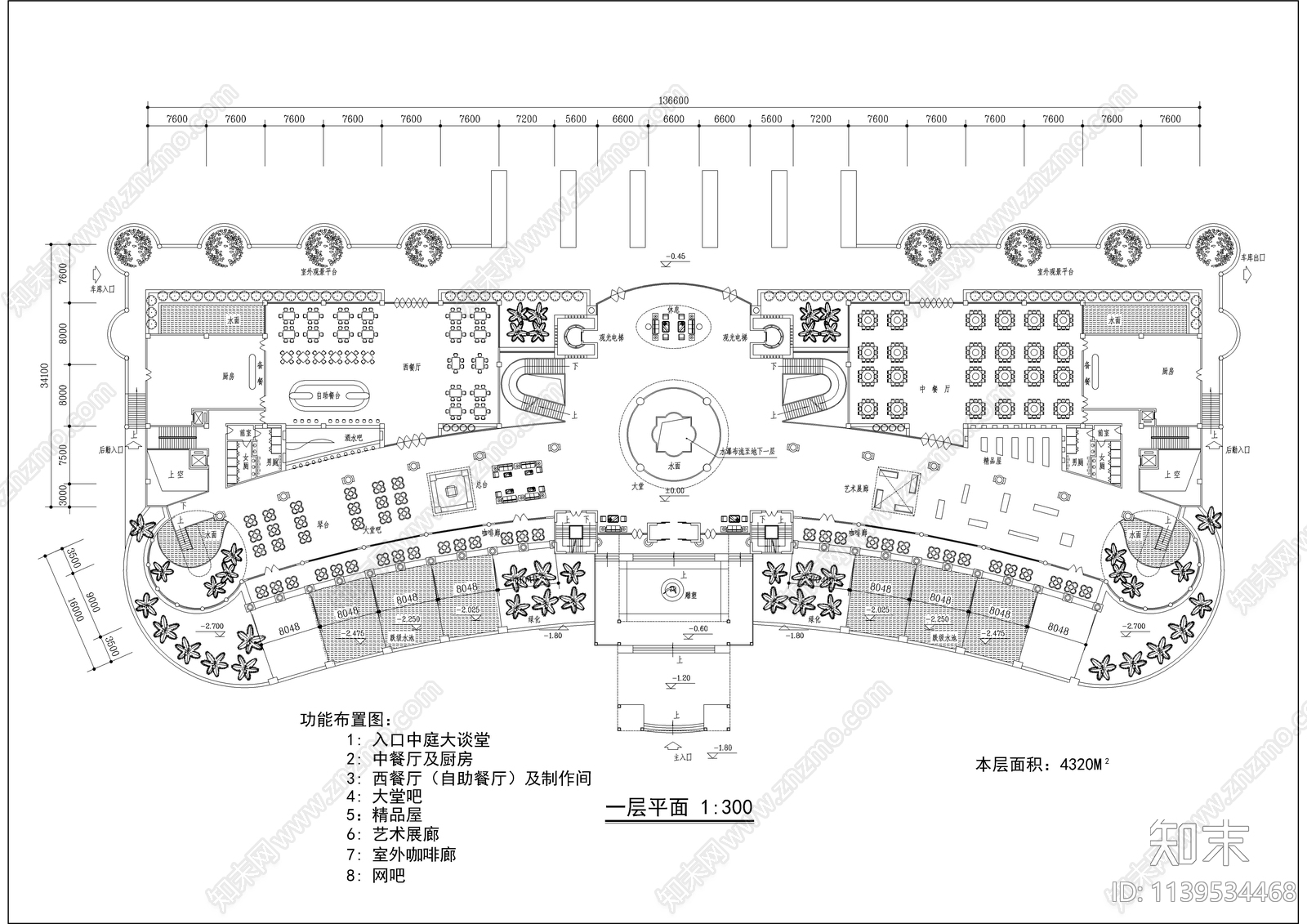 三层会所建筑cad施工图下载【ID:1139534468】