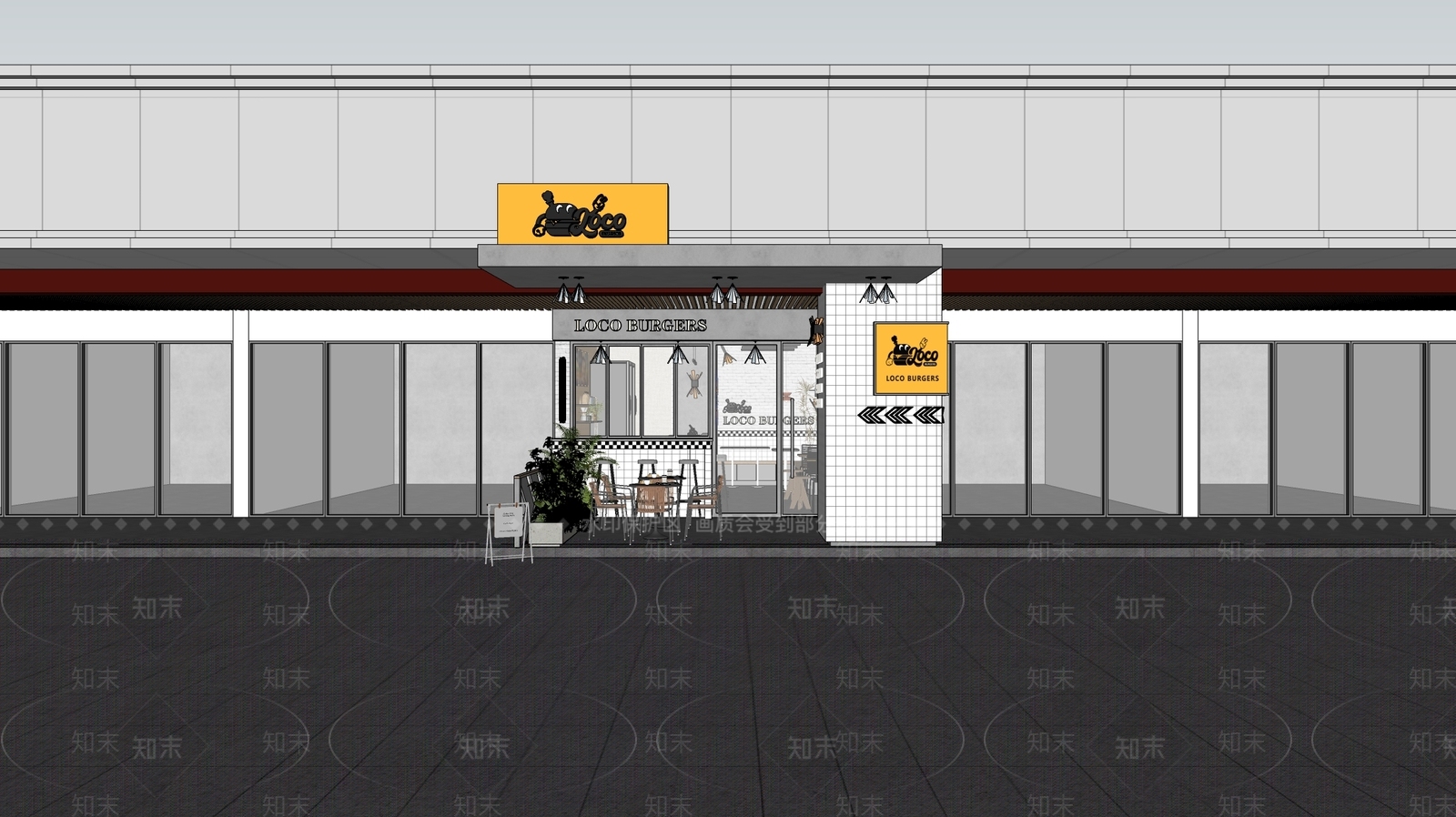 现代LOCO汉堡店SU模型下载【ID:1139535762】