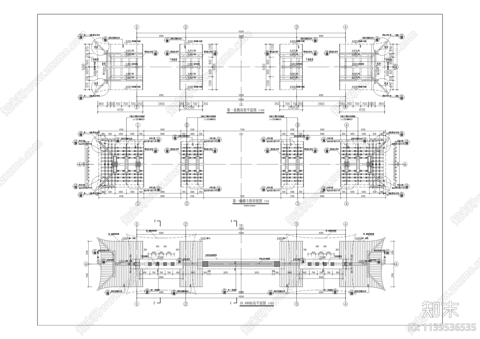 宝吉禅寺牌坊建筑cad施工图下载【ID:1139536535】