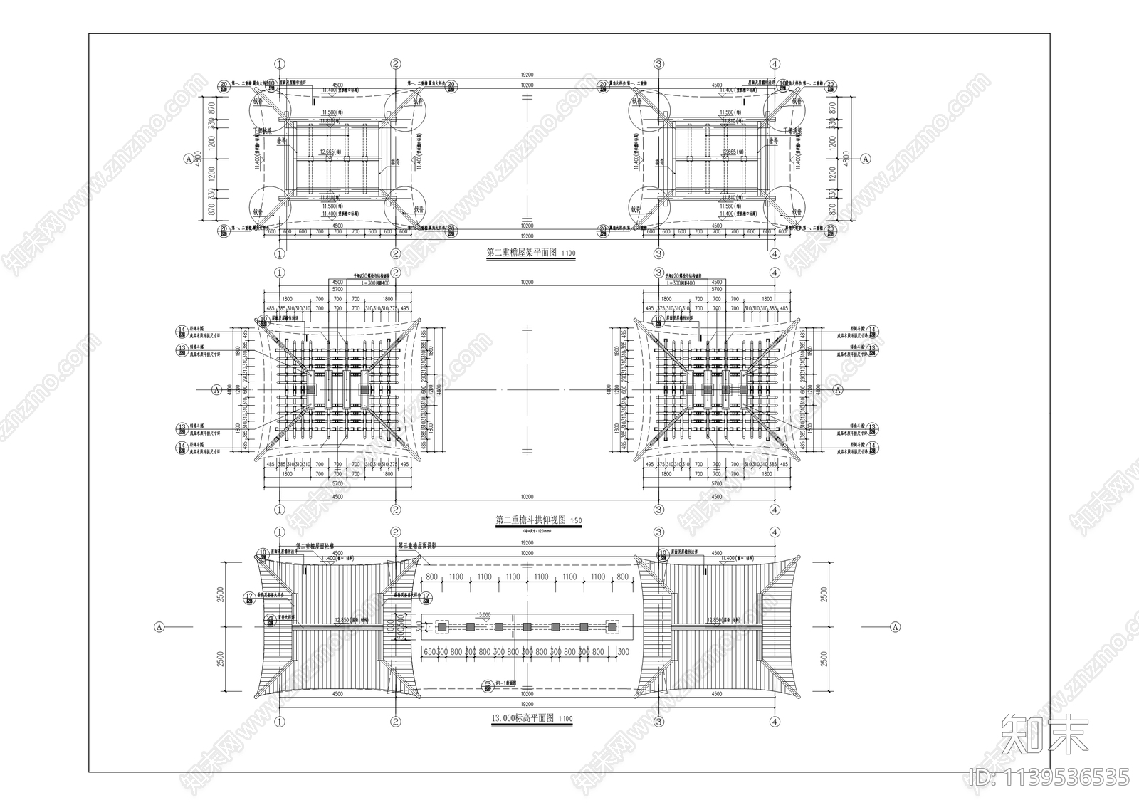 宝吉禅寺牌坊建筑cad施工图下载【ID:1139536535】