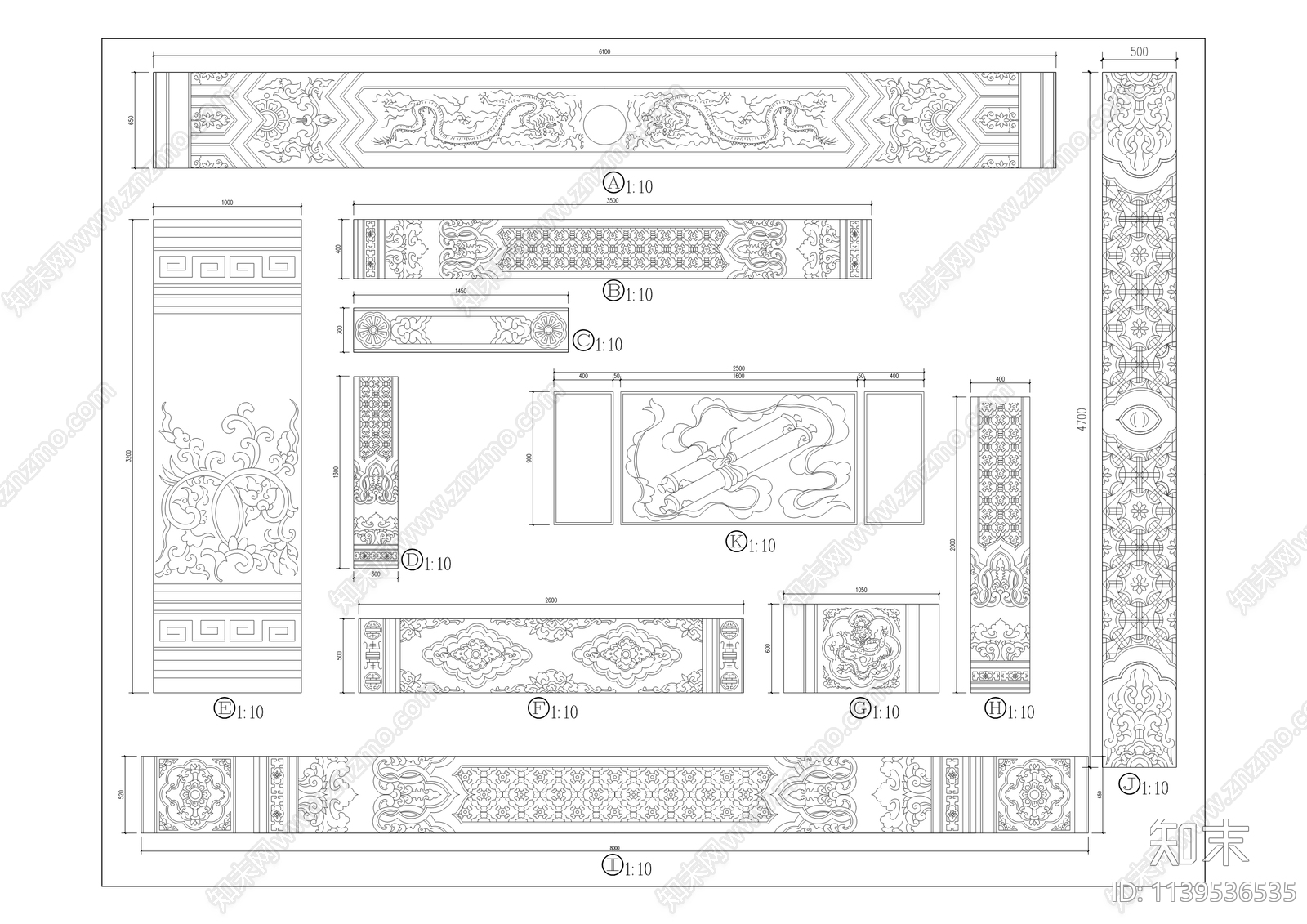 宝吉禅寺牌坊建筑cad施工图下载【ID:1139536535】