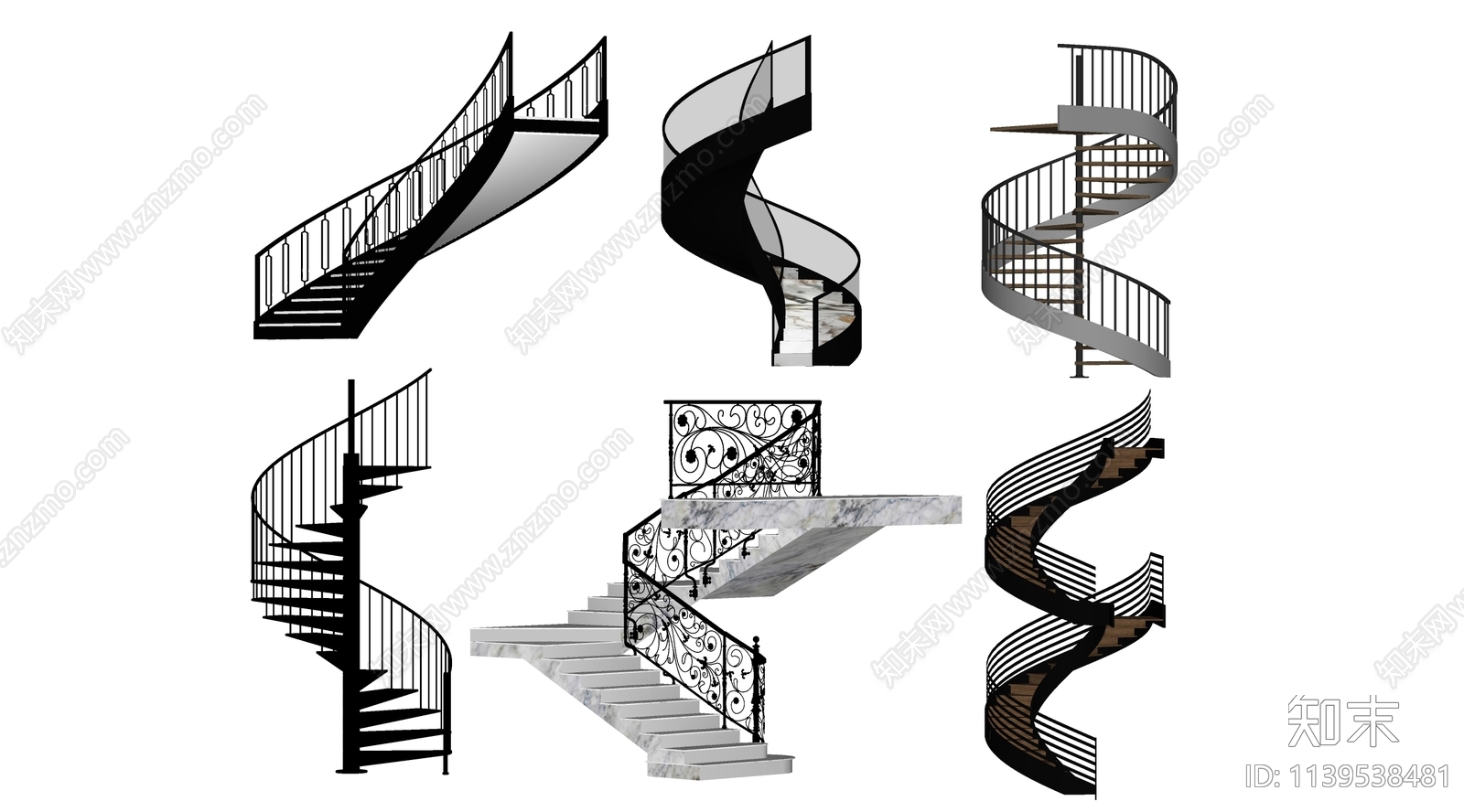 现代楼梯SU模型下载【ID:1139538481】