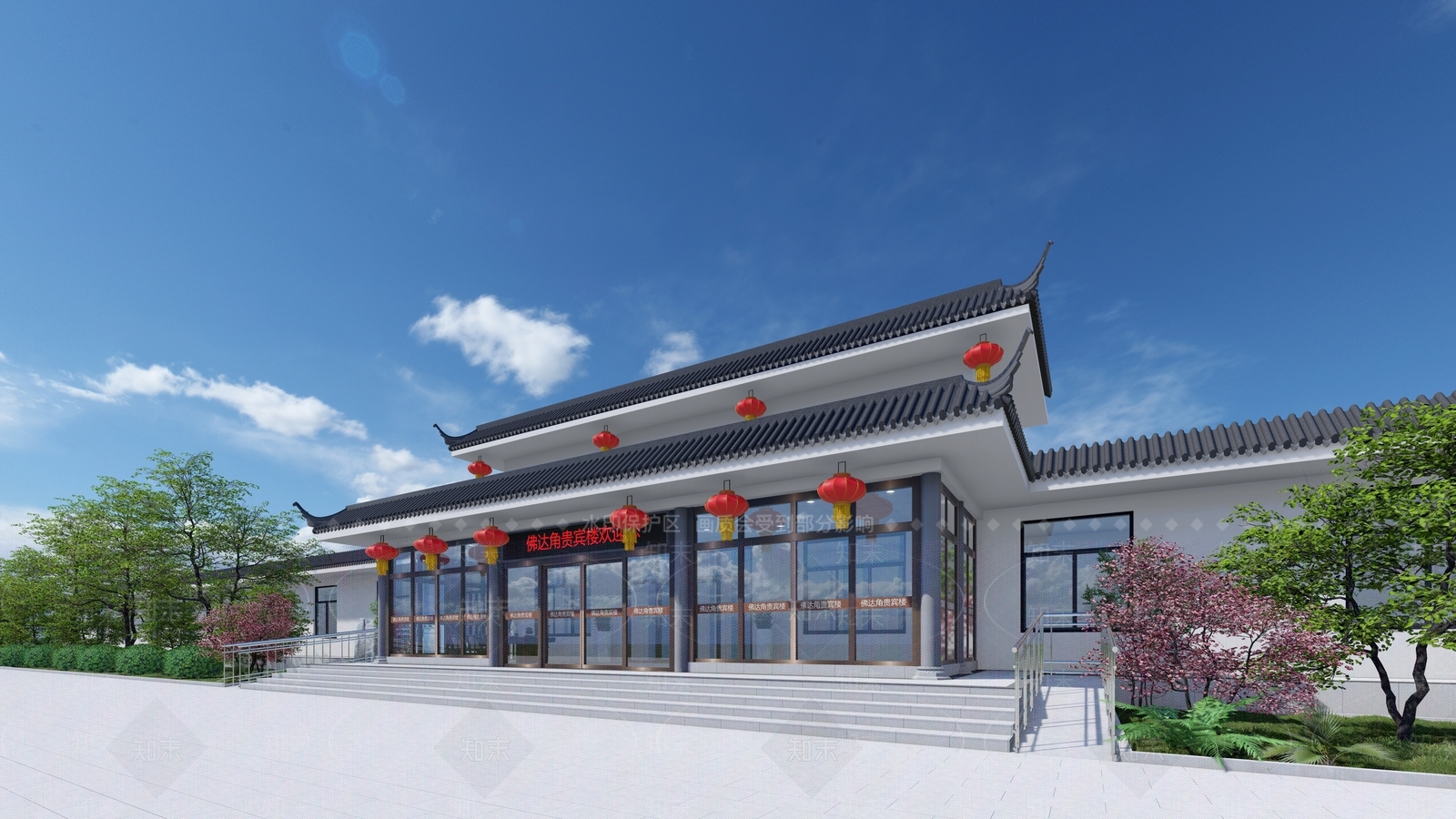 新中式酒店门头SU模型下载【ID:1139540564】