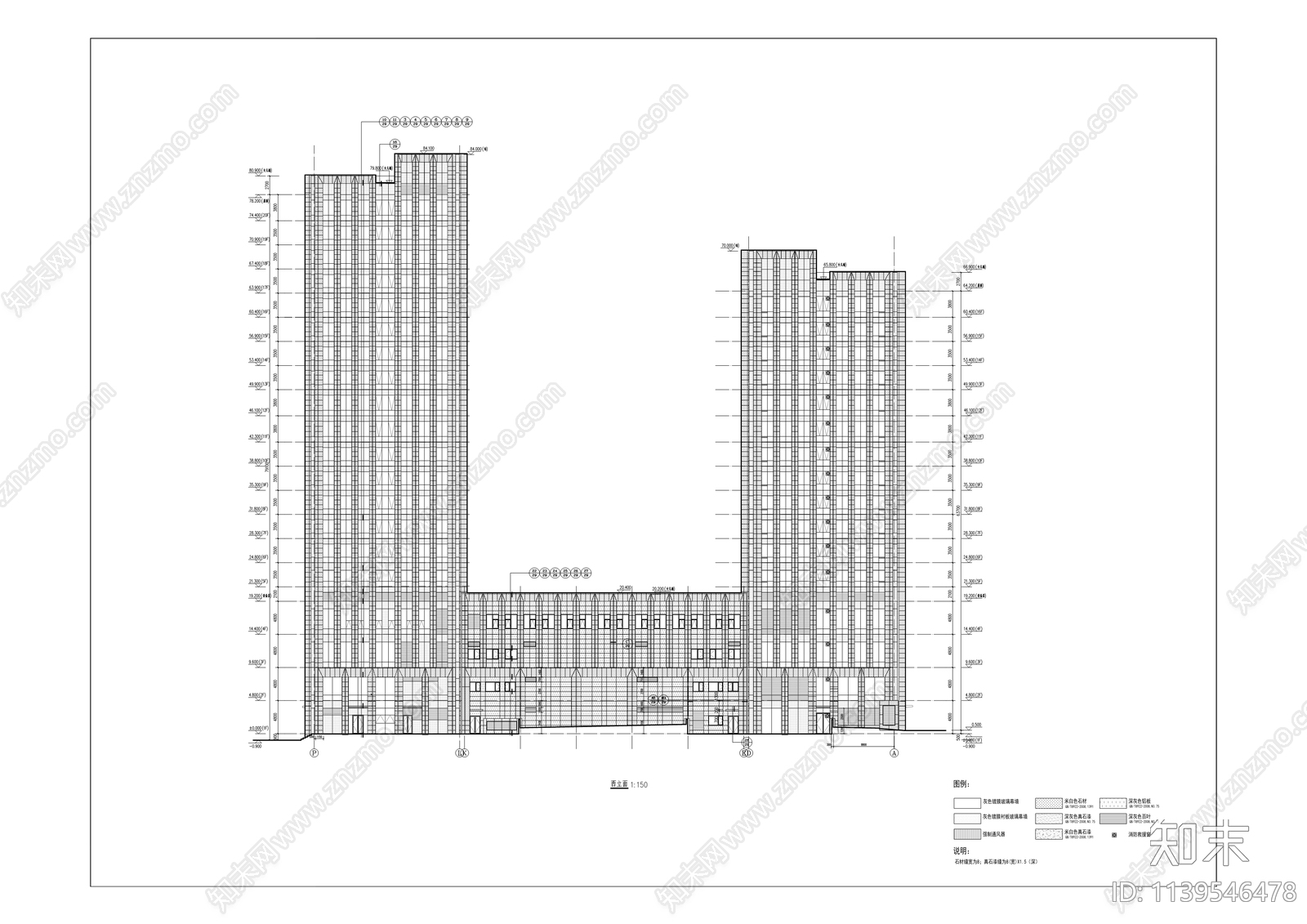 金隅大成时代都汇住宅建筑cad施工图下载【ID:1139546478】