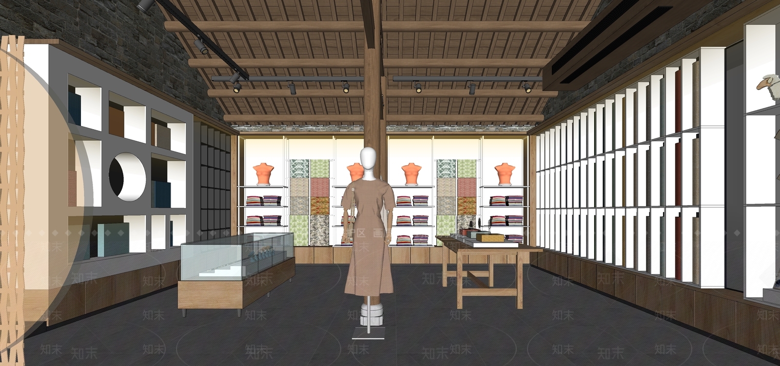 现代布料展厅SU模型下载【ID:1139547731】