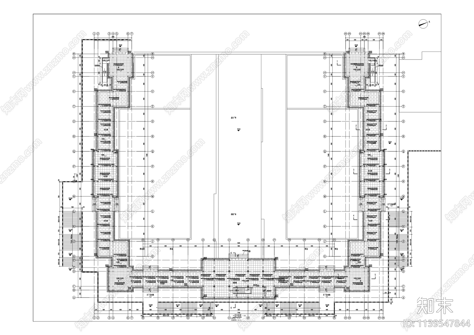 庙会广场古建筑cad施工图下载【ID:1139547844】