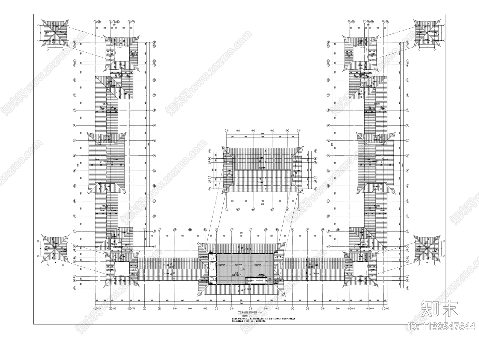 庙会广场古建筑cad施工图下载【ID:1139547844】