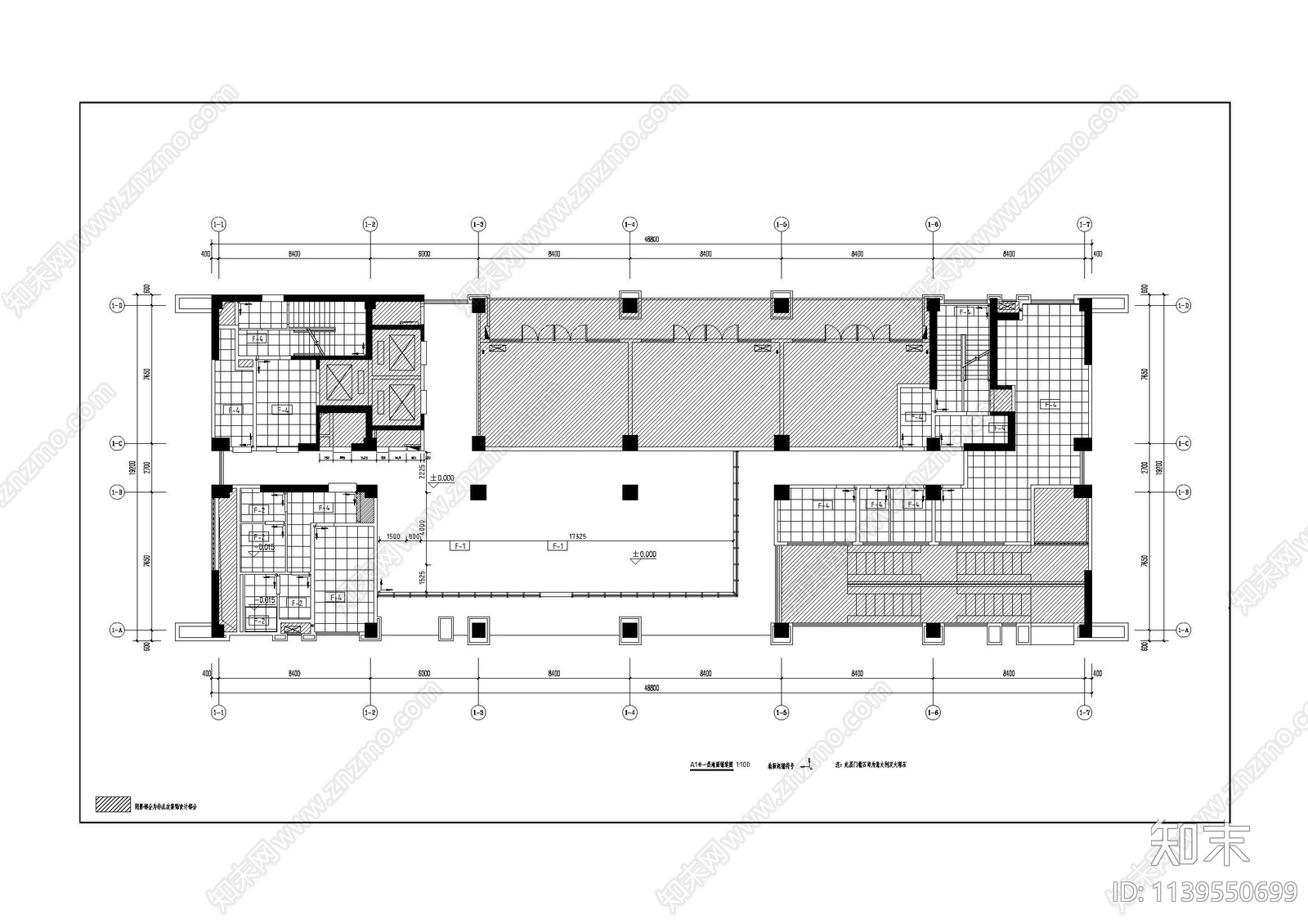 办公大厅平面cad施工图下载【ID:1139550699】