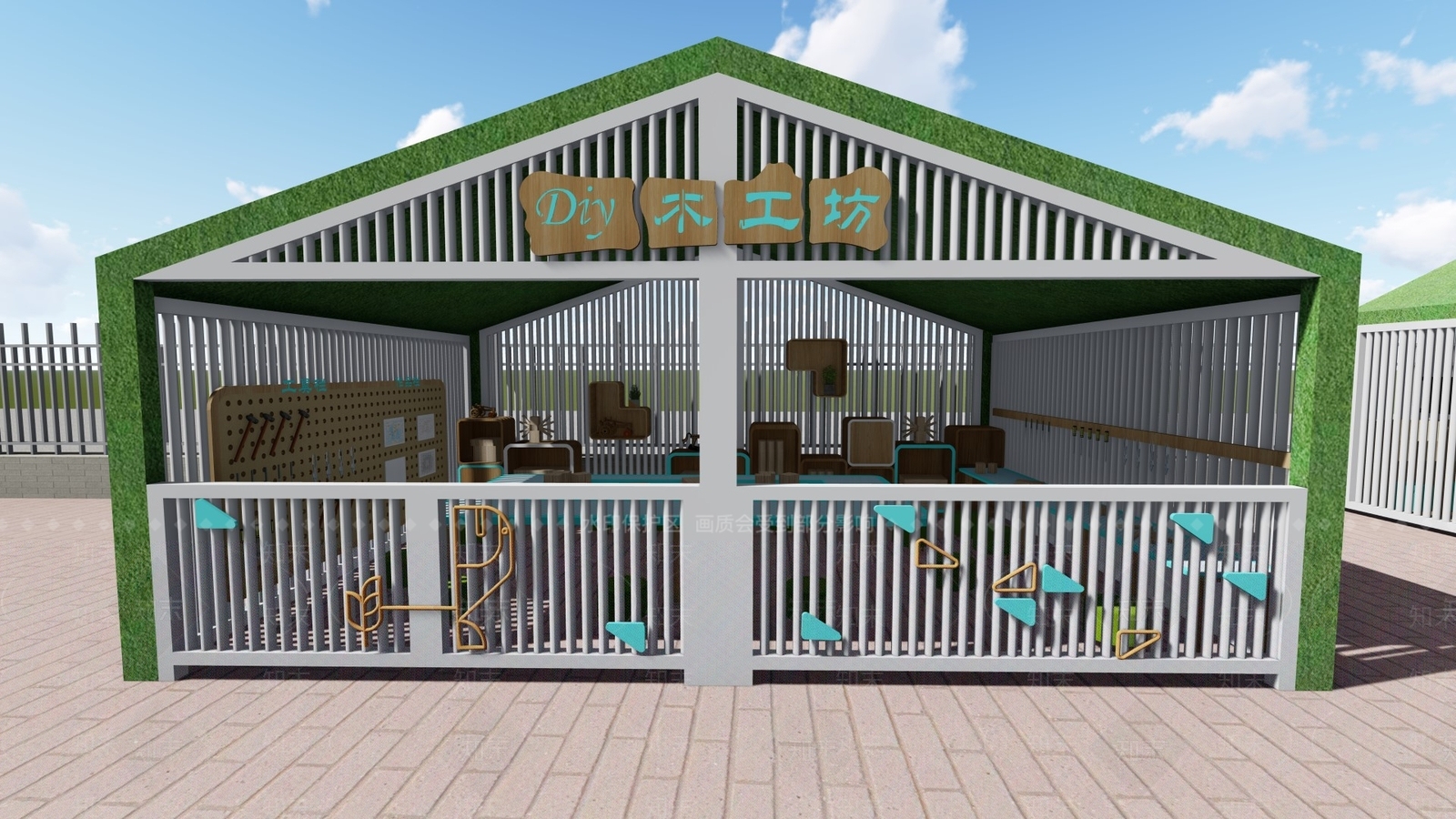 现代幼儿园户外乐园SU模型下载【ID:1139868366】