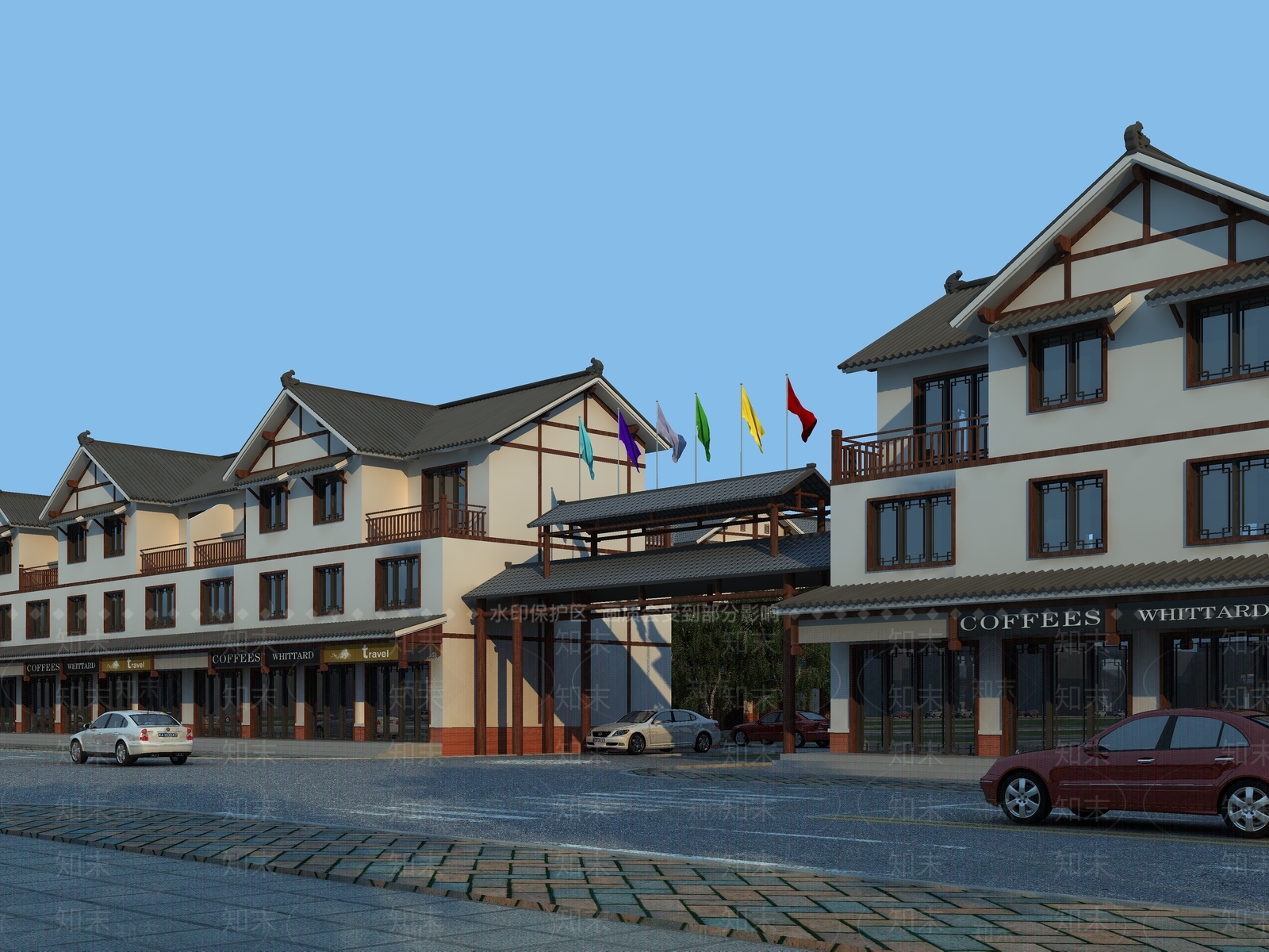 中式沿街商住楼3D模型下载【ID:1139555506】