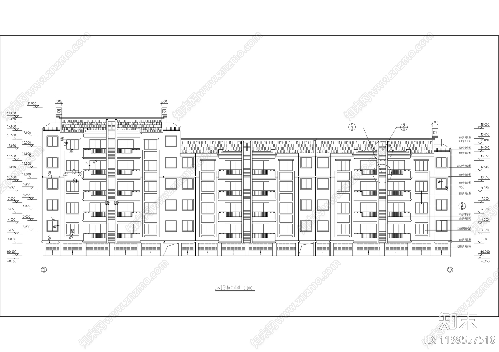 砖混住宅楼建筑cad施工图下载【ID:1139557516】