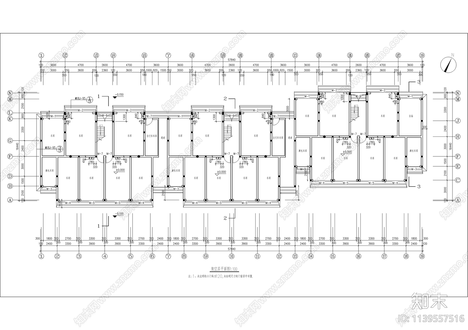 砖混住宅楼建筑cad施工图下载【ID:1139557516】