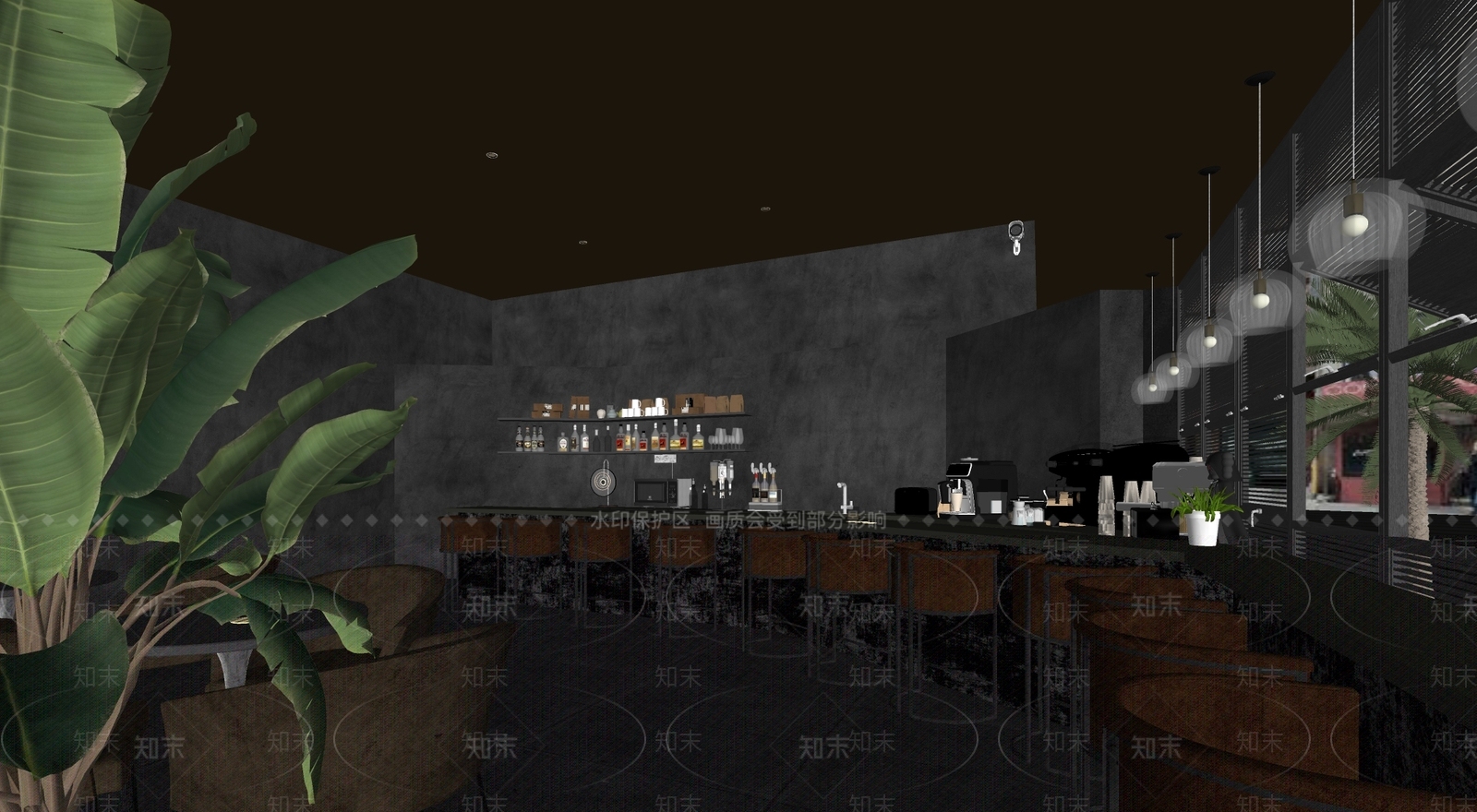 现代暗黑系酒吧SU模型下载【ID:1139559983】
