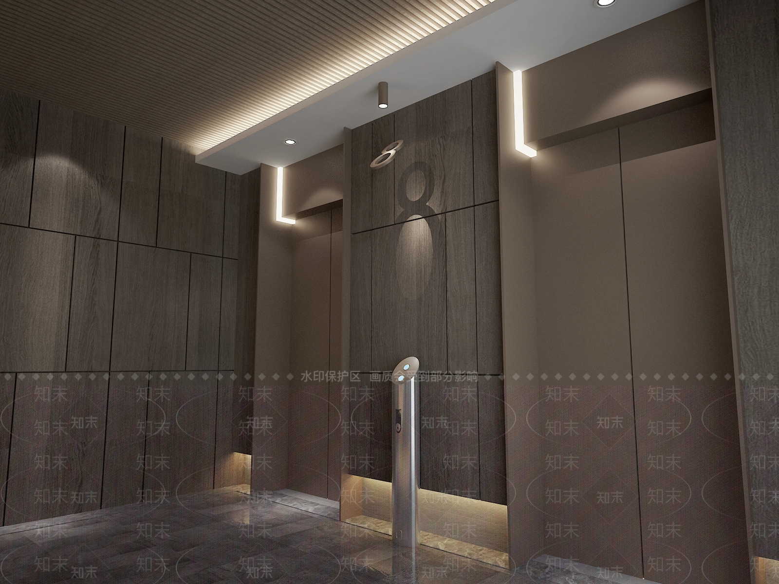 现代酒店办公电梯厅3D模型下载【ID:1139561221】