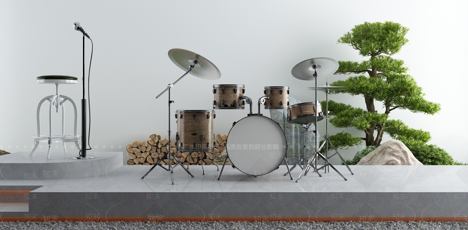 现代架子鼓3D模型下载【ID:1139563532】