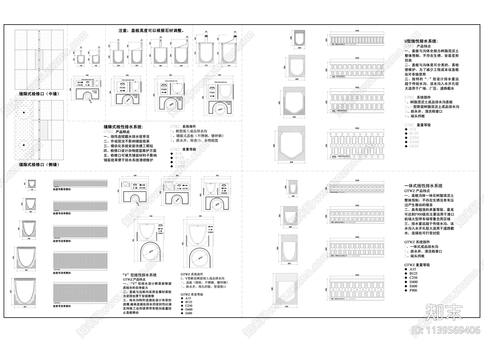 线性排水沟详图cad施工图下载【ID:1139569406】