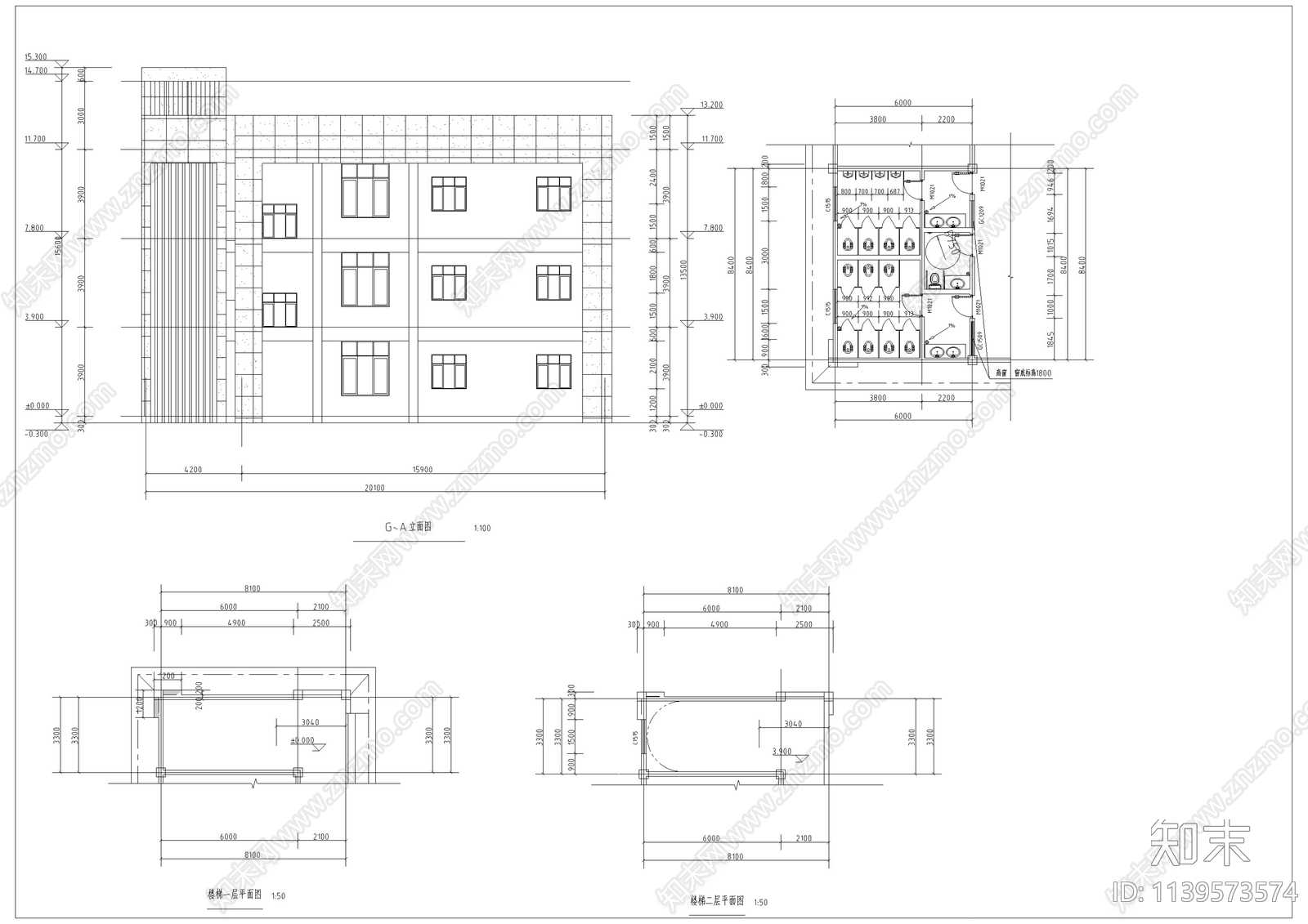 中学教学楼建筑cad施工图下载【ID:1139573574】