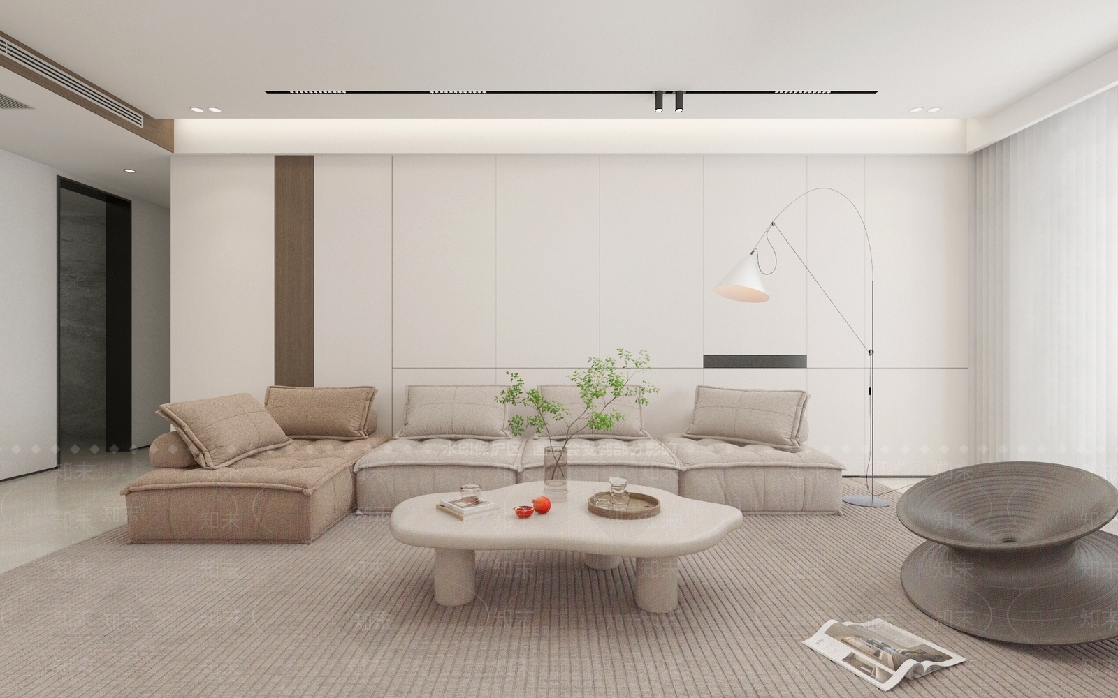 现代极简家居客厅3D模型下载【ID:1139578134】_知末3d模型网