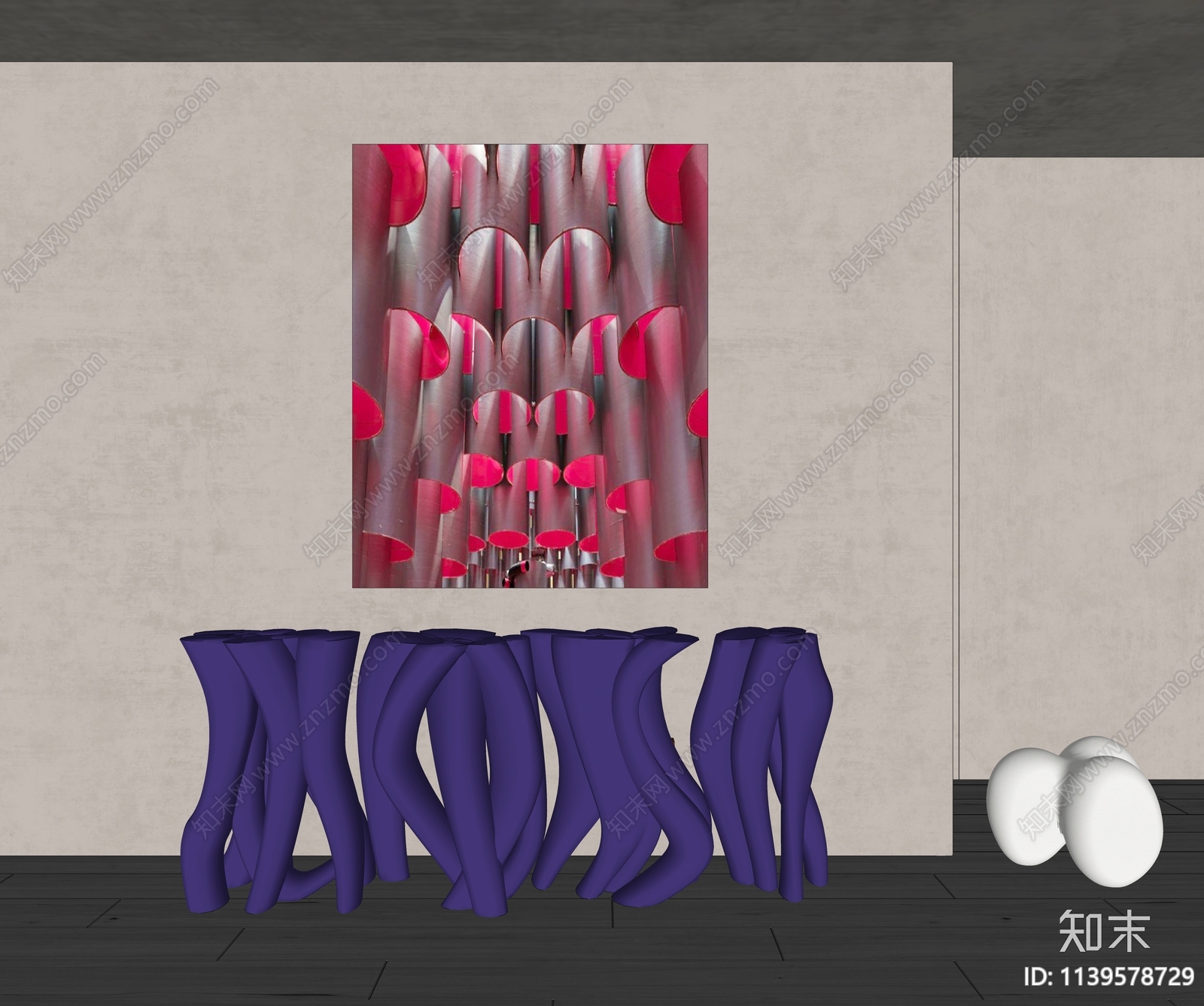 后现代异形端景条案SU模型下载【ID:1139578729】