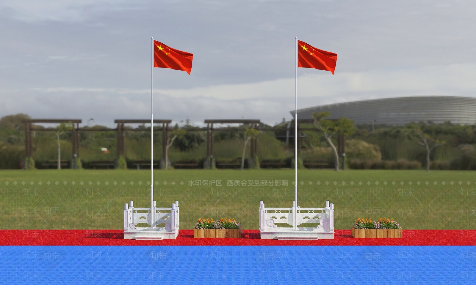 现代升旗台3D模型下载【ID:1139580618】