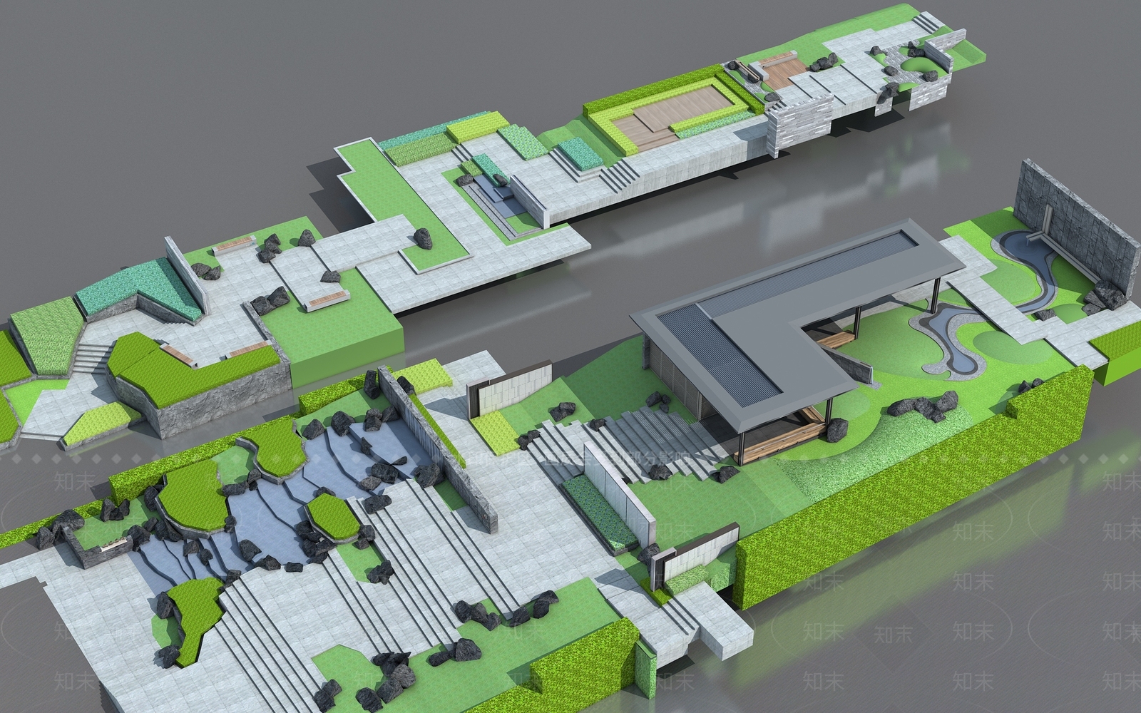 现代鸟瞰规划3D模型下载【ID:1139580860】