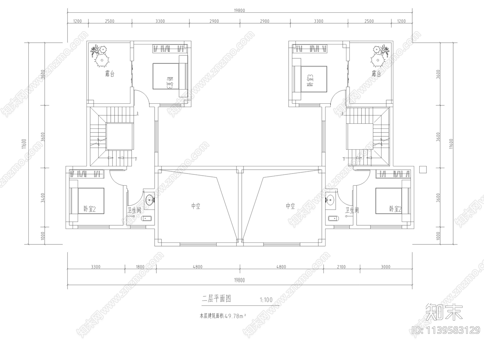 合院别墅区规划及户型平面图施工图下载【ID:1139583129】