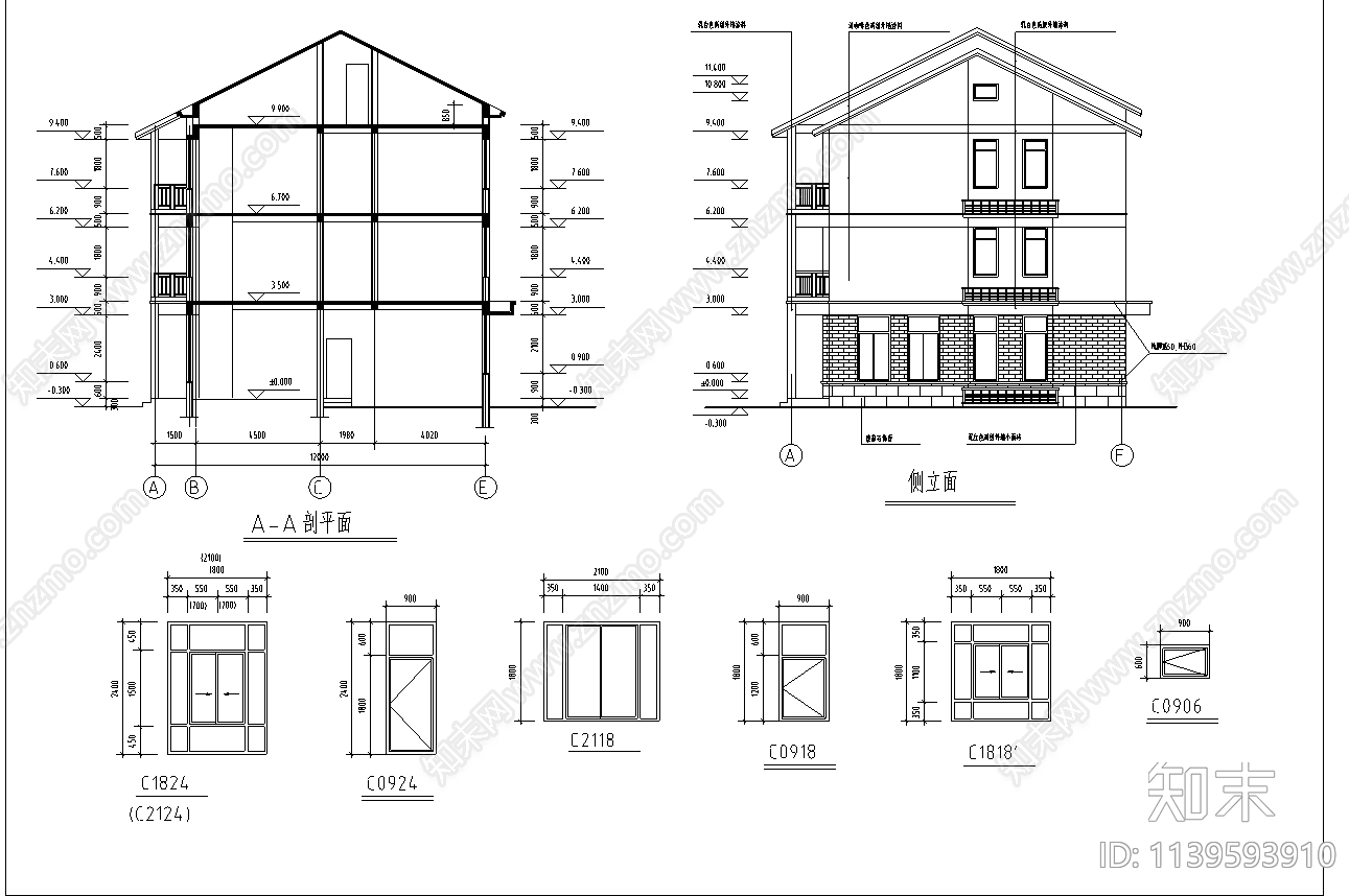 住宅区建筑cad施工图下载【ID:1139593910】