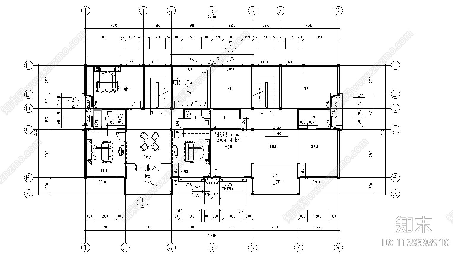 住宅区建筑cad施工图下载【ID:1139593910】