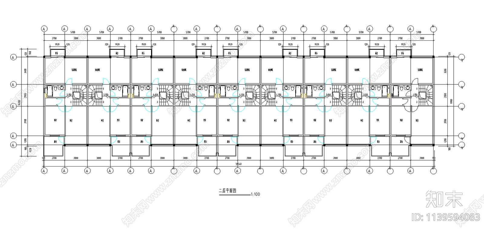 多层住宅建筑cad施工图下载【ID:1139594083】