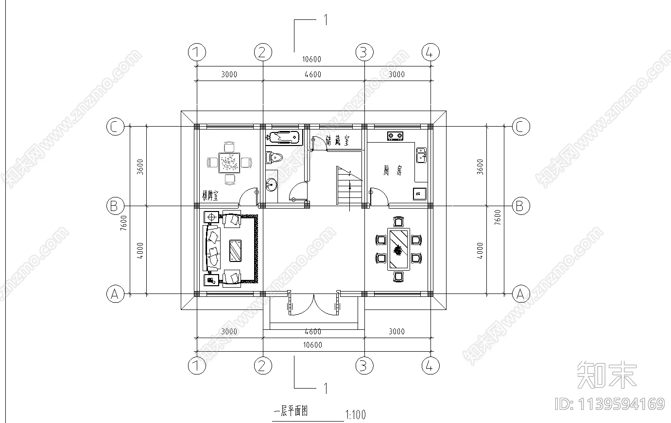 民居住宅建筑cad施工图下载【ID:1139594169】