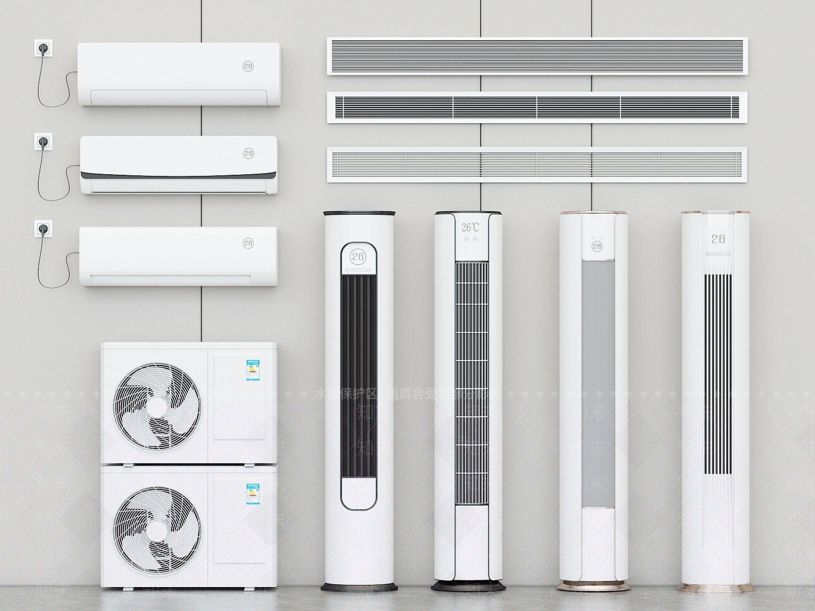 中央空调风管机铝合金百叶出风口SU模型下载【ID:1139599687】