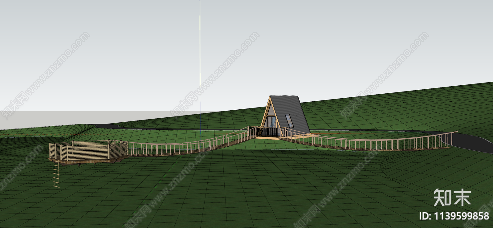 现代树屋吊桥SU模型下载【ID:1139599858】