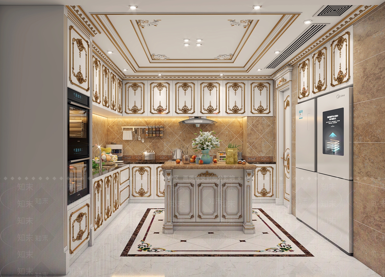 欧式古典厨房3D模型下载【ID:1139604509】