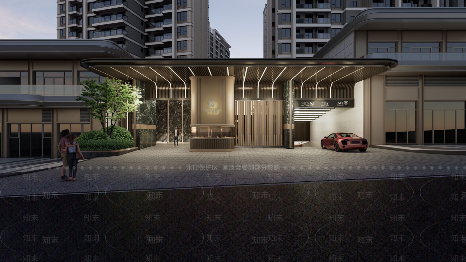 现代风格龙湖精奢小区大门SU模型下载【ID:1139602301】