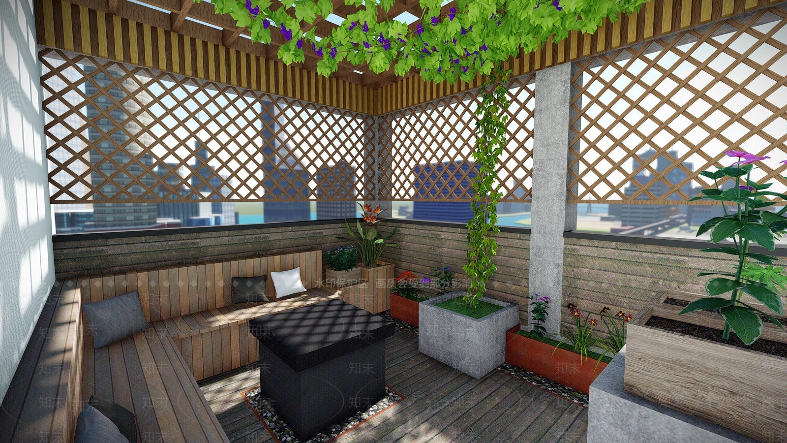 现代屋顶花园SU模型下载【ID:1139604184】