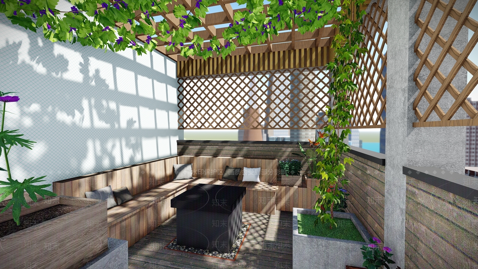 现代屋顶花园SU模型下载【ID:1139604184】