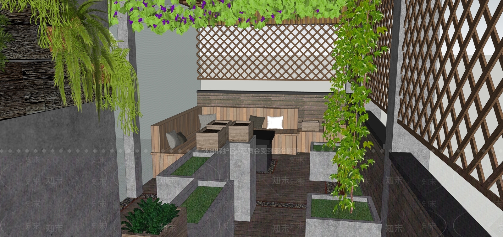 现代屋顶花园SU模型下载【ID:1139604184】