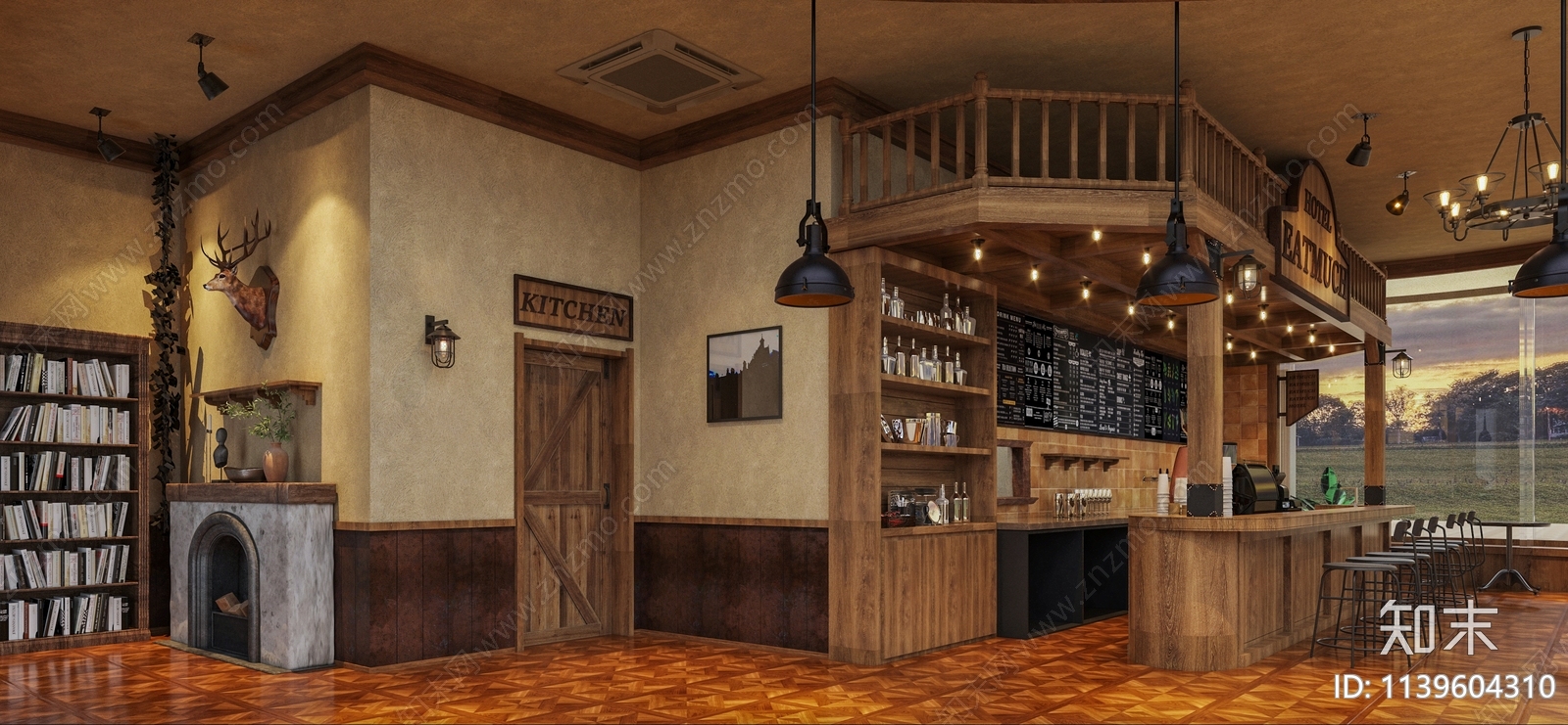 美式西部复古咖啡店3D模型下载【ID:1139604310】