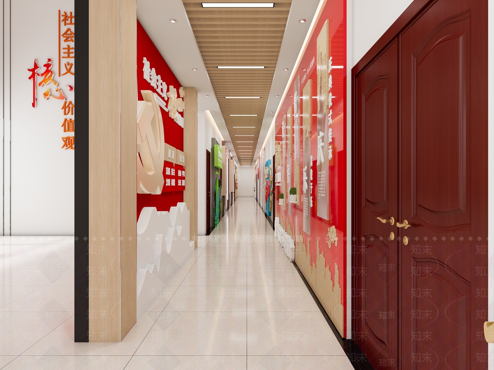 现代党建空间过道3D模型下载【ID:1139605461】