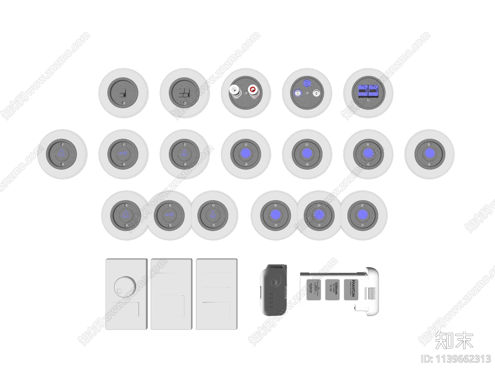 现代开关按钮插座面板SU模型下载【ID:1139662313】