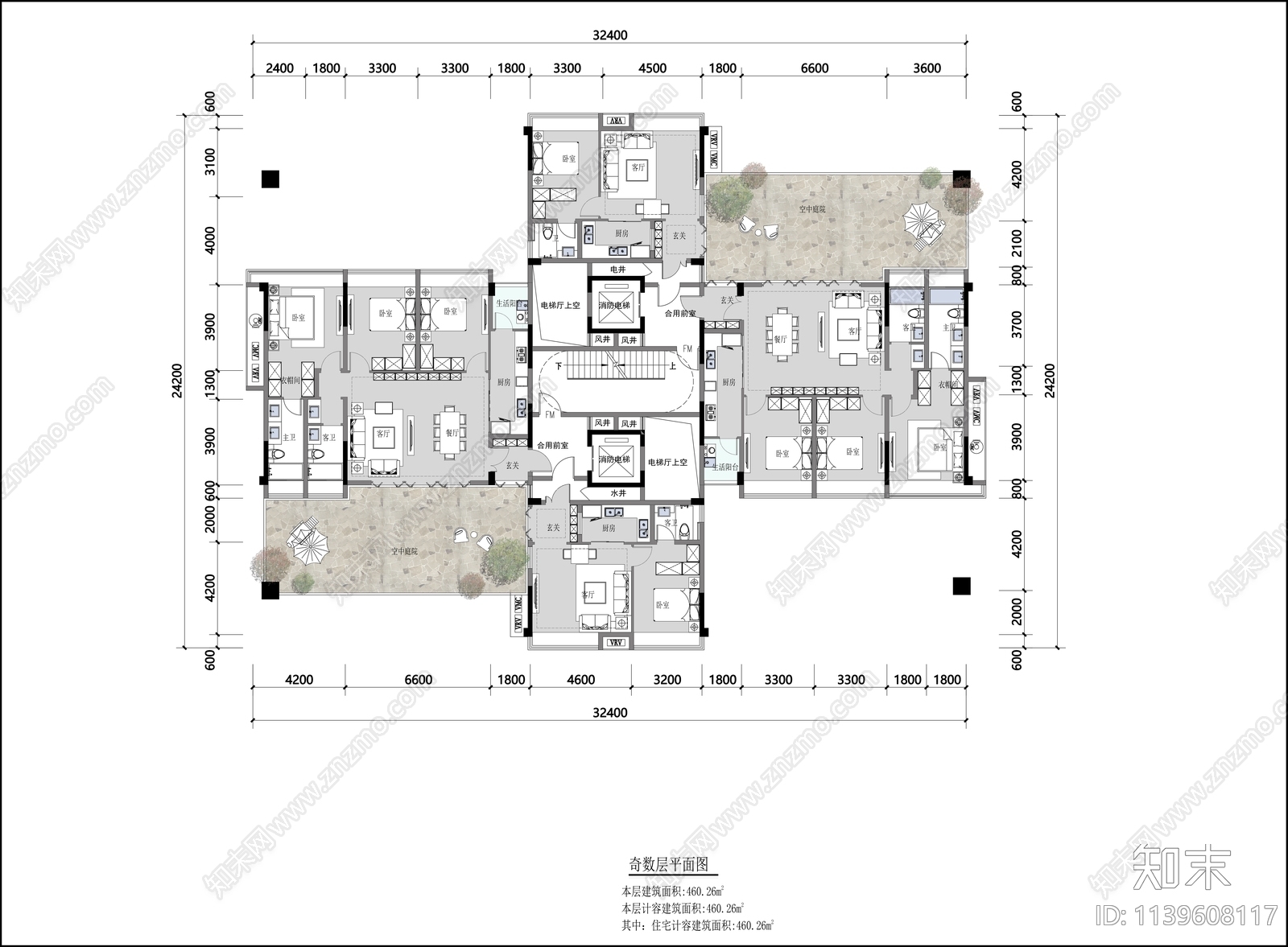 住宅建筑户型平面图施工图下载【ID:1139608117】