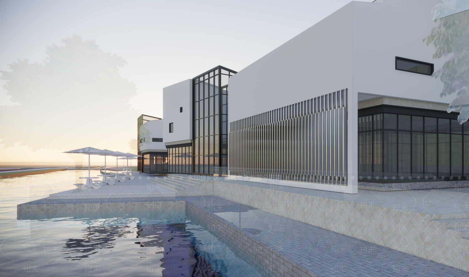 现代半山滨水别墅SU模型下载【ID:1139609321】