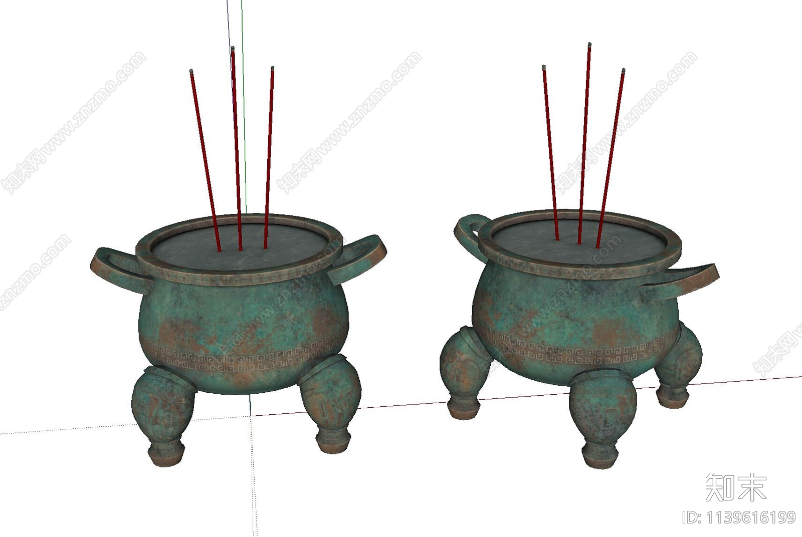 中式老旧香炉摆件SU模型下载【ID:1139616199】