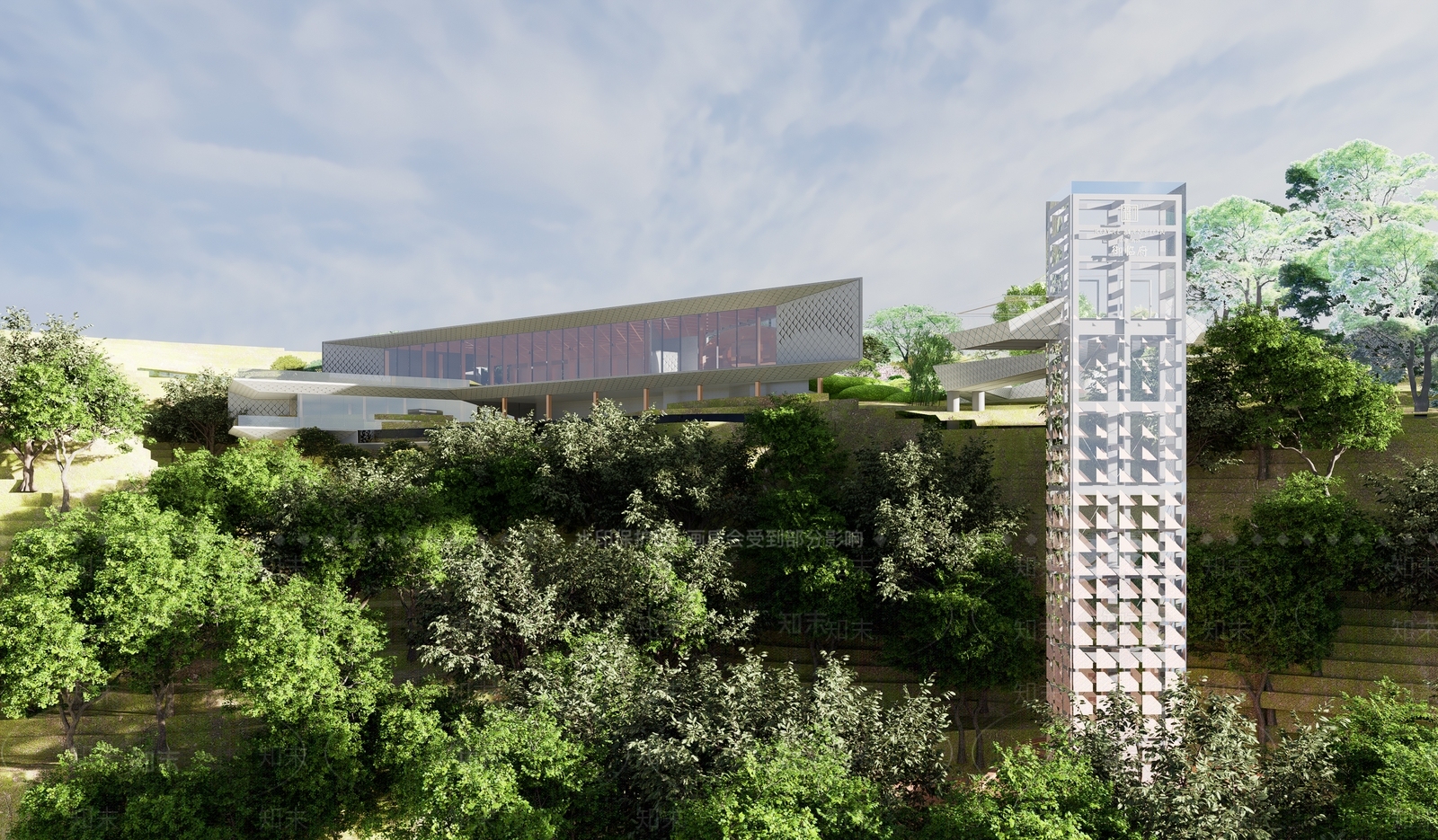 现代展览馆建筑SU模型下载【ID:1139617468】