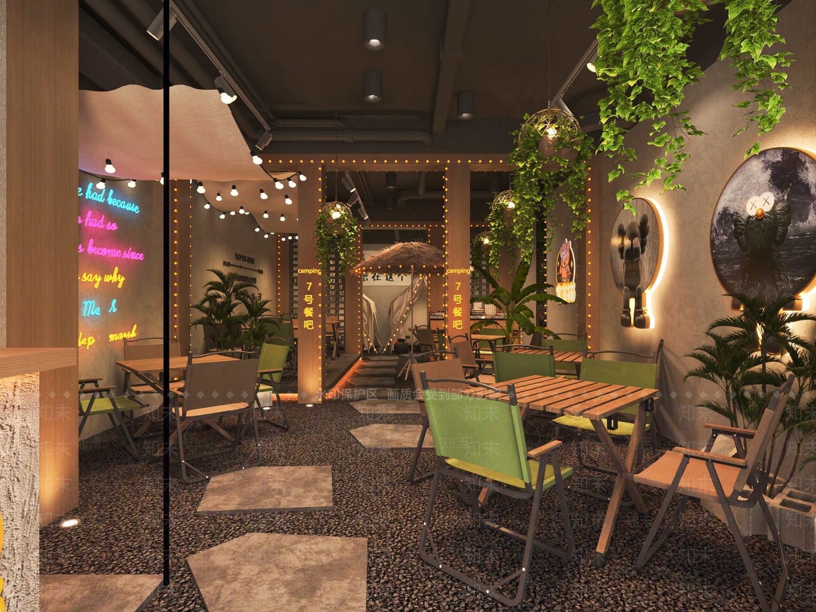 工业风露营式西餐厅3D模型下载【ID:1139620580】