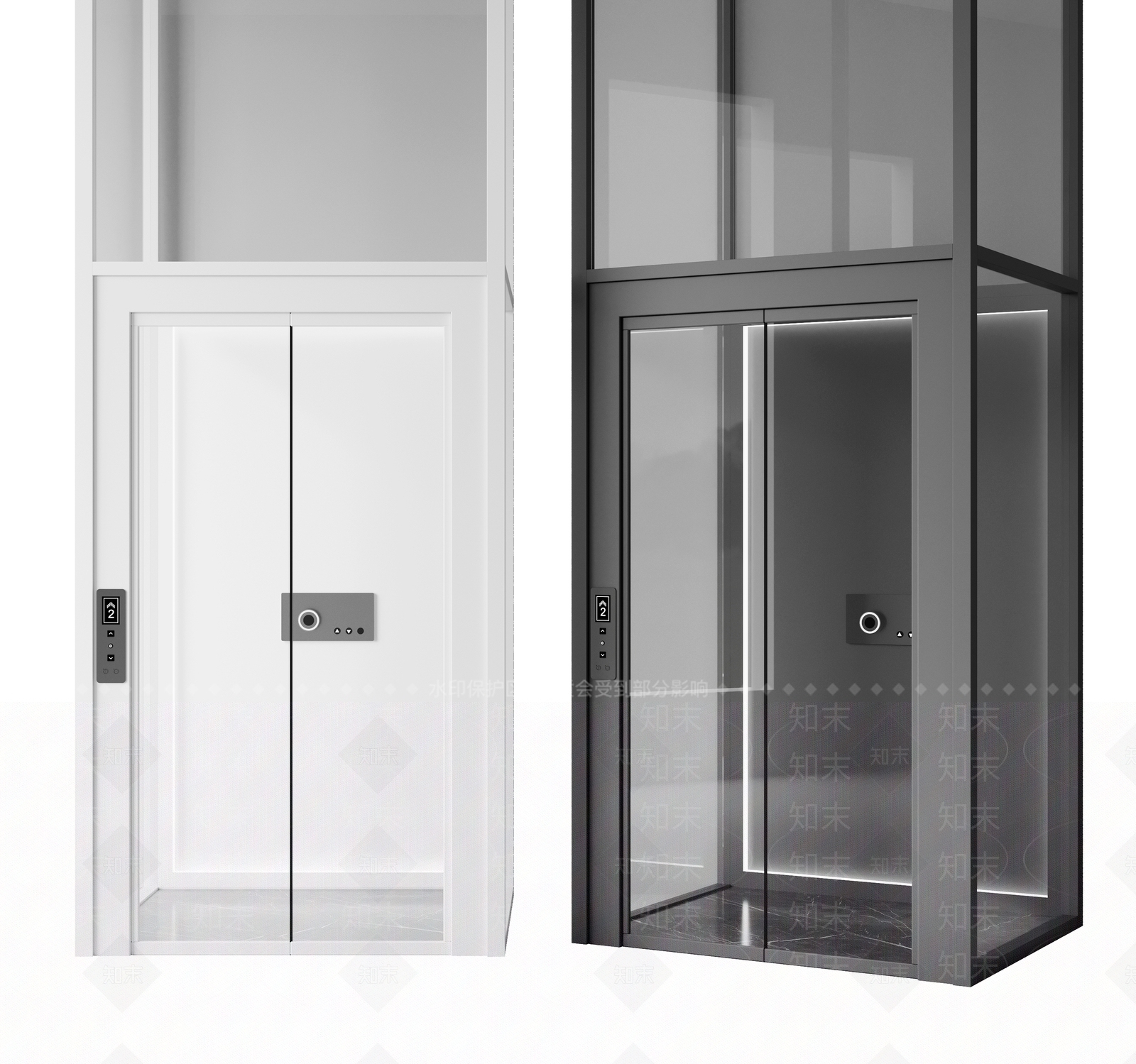 现代别墅玻璃电梯3D模型下载【ID:1139618372】