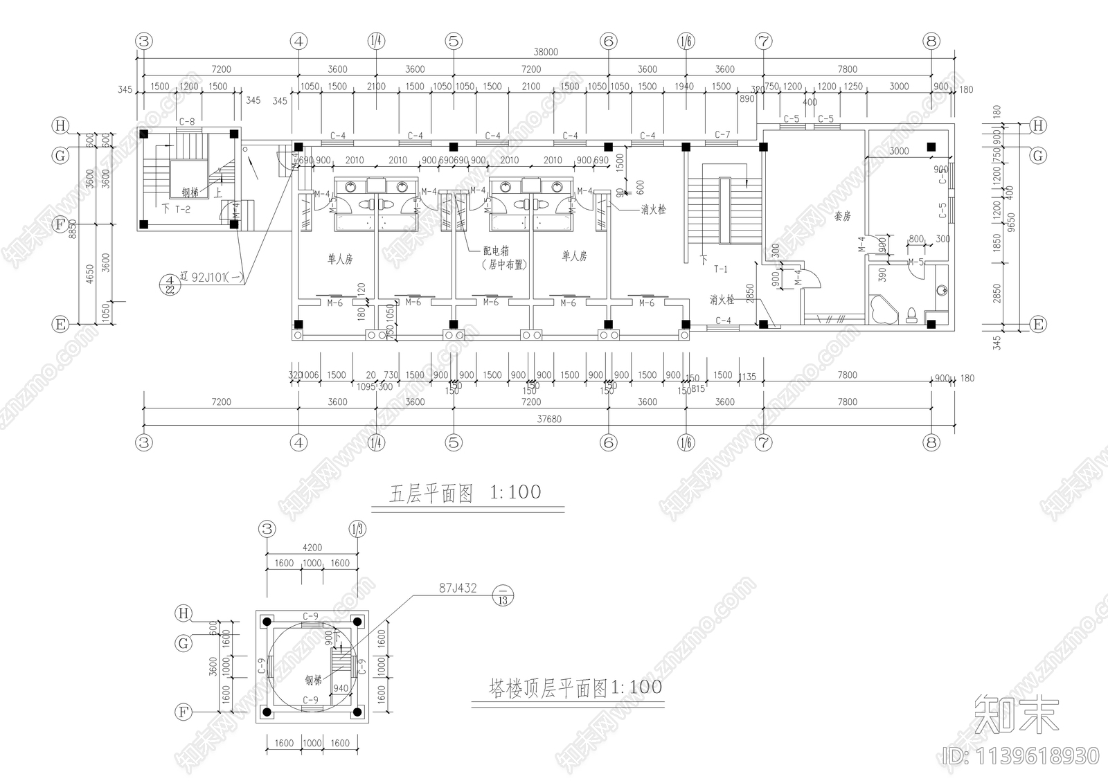 某小区会馆建筑cad施工图下载【ID:1139618930】