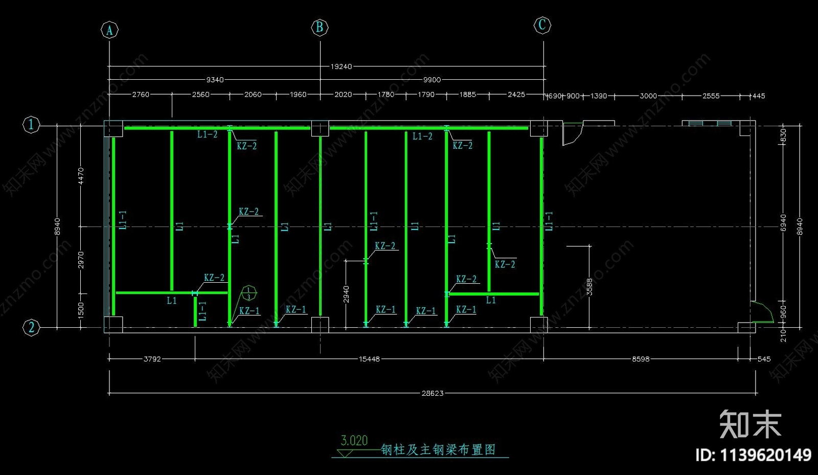 阁楼夹层办公用样板房钢结构cad施工图下载【ID:1139620149】