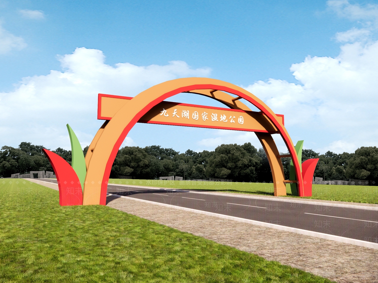 现代湿地公园大门SU模型下载【ID:1139691726】